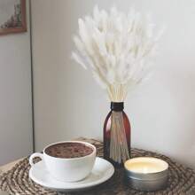 60/120 Pezzi di Fiori Naturali Essiccati per Decorazione, Fiori di Erba di Coda di Coniglio Naturali Essiccati, Erba di Pampas Essiccata, Utilizzati per Decorazione Domestica, Decorazione Matrimonio, Decorazione Festa, Artigianato Fai-da-te, Accessori per Servizi Fotografici, Decorazione a Tema, 45cm (Bianco)