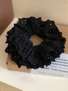 3 Stücke hochwertige Damen Scrunchies aus Spitze in Schwarz, Weiß, Braun - modische, vielseitige, elegante Haraccessoires geeignet für den täglichen Lässig-Stil, Partys, Pendeln, Strand, Make-up-Kombination