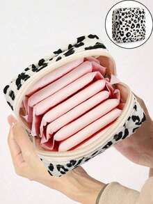 Leopard Print Zipper Sanitary Pad Organizer Bag, Large Capacity Portable Pouch To Hold Sanitary Pads, Tampons, Creative Cute Cartoon Coin Purse Also Suitable For Lipstick, Makeup Brushes, Skincare, Phone, Coins, Small Items, Multipurpose For Home, Gift, Travel, Holiday (Halloween, Christmas), Bohemian Style - Multicolor - View 14