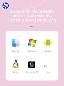 HP HP Docking Station USB With Type C Charging Adapter 3.0 Splitter Compatible With Apple Laptop Converter 4K Projection PD Charging Docking Station Four In One(Black, White, Milk Tea, Silver)