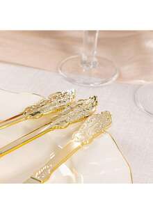 75-Piece Golden Dragon Pattern Party Decorative Cutlery Set (Repeatable For Cleaning), Including 25-Piece Cutlery Knife, 25-Piece Fork, 25 Tablespoons, High-Quality Wedding Cutlery Including Large Events, Parties, Birthdays, Dinners, New Year And New Year And New Year's Wedding And New Year
