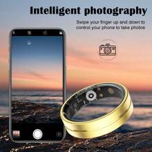 Anillo inteligente para mujeres - Rastreador de fitness. Anillo inteligente de acero inoxidable compatible con sistemas Android e iOS, con función de fotografía por gestos, ultra bajo consumo de energía y resistente al agua IP68 para uso diario.