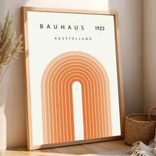 1 件赤土包豪斯墙壁艺术中世纪抽象无框帆布印刷品，德国大地色调海报，适用于卧室/办公室/宿舍，温馨的建筑派对装饰与设计学生礼物（无框艺术印刷品） - 彩色 - 查看 1