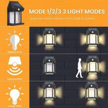 1个升级版三面太阳能人体感应灯，灵敏感应，即时开关，暖黄色光，适用于墙壁和栅栏 - 黑色 - 查看 7