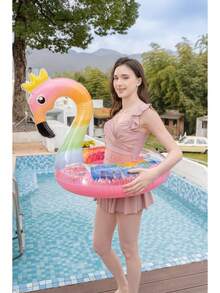 1pc Colorful Flamingo Inflatable Swimming Ring, Thick Flamingo Swim Ring, High-Quality Underarm Float - Multicolor - View 5