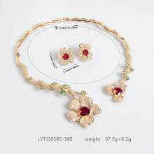 Conjunto de Joias de Moda Feminina 1 set/3 peças, em forma de flor, brincos e colar femininos | Conjunto combinável, adequado para férias femininas | Festa | Presente - Conjunto de joias - Ver 7