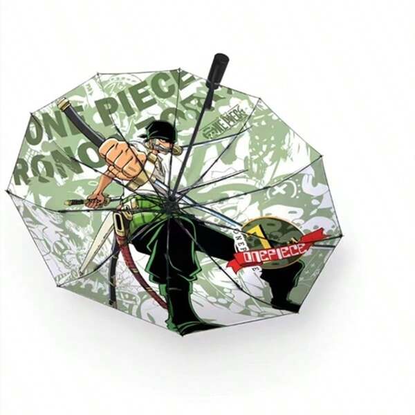 bandai 1pc Automatic Folding Anime & Roronoa Zoro Collaboration Umbrella, Black Coating UV Protection & Rain Proof