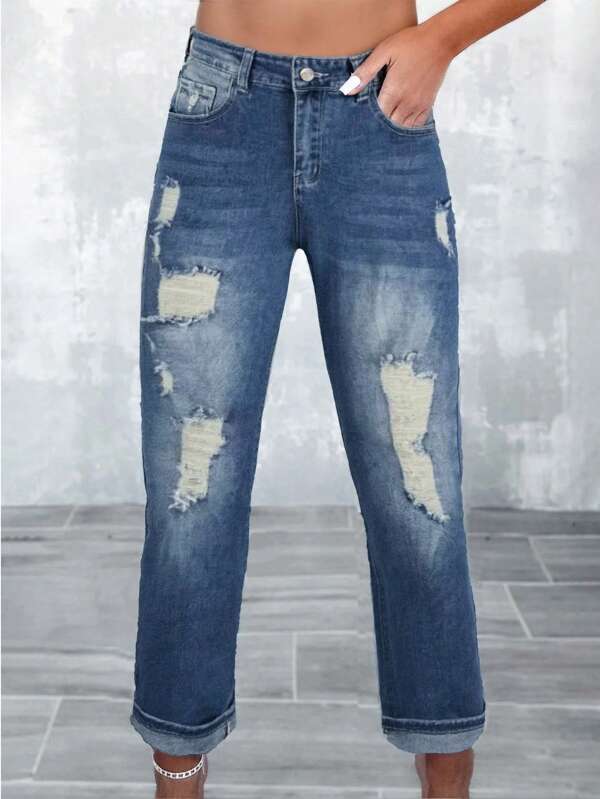 Pantalones vaqueros de mujer estilo vintage lavado de otoño e invierno, jeans ajustados de mujer de otoño, jeans de vuelta al colegio