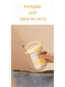 1/2 Breakfast Cups, Sealed Overnight Yogurt Cup With Lid, Overnight Oatmeal Cup, 430ml With Spoon, Portable Glass Salad Jar, Milk Tea Cup.