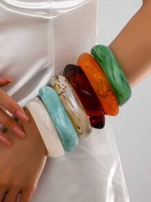 Bracelet asymétrique en acrylique semi-transparent, conçu pour les femmes, ensemble de bijoux géométriques multifonctionnels et colorés, design de niche élégant vintage 2025, bijoux simples et élégants de haute qualité pour femmes, le cadeau parfait pour les dames