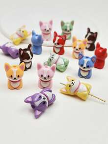 10pcs Cute Colorful Dog/Corgi Beads, DIY Jewelry Making & Decorative Beads For Earrings, Bracelets, Necklaces, Keychains, Phone Chains - Puppy Beads - View 10
