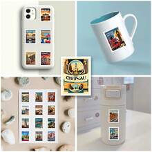 Conjunto de 50 adesivos de viagem, adesivos vintage, adesivos de férias, adesivos de países, adesivos de edifícios, presentes de viagem, adesivos estéticos de viagem, vinil à prova d'água para laptop, celular, carro, skate, garrafas de água, scrapbooking, computador e diário.