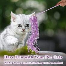 2PCS Cat Wand Toy Interactive Cat Toy With Shiny Tassel And Loud Jingle Bell Crystal Beaded Crown Cat Feather Replacements For Indoor Cats Kitten Play Chase Exercise 26 Inch Long - như hình ảnh - Xem 6