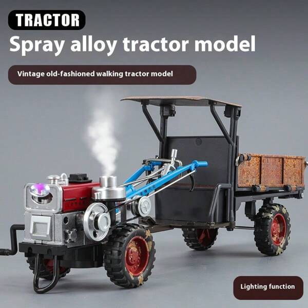 modelgt 1 pieza Modelo de tractor de aleación de fundición de metal, 26.5cm L X 7cm A X 11cm H, con efectos de luz y sonido, giro frontal, juguete interactivo para padres e hijos para niños de 3+ años