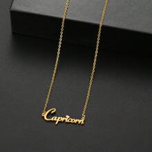 1 pieza Collar con colgante de los 12 signos del zodiaco en inglés, de acero inoxidable, accesorio de joyería con capas sencillo y personalizado para mujeres