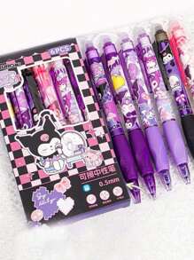 Sanrio 6Pcs My Melody Hello Kitty Kuromi Cinnamoroll Pochacco Gel Blue Pen Cute Cinnamon Dog And Friends Themed Erasable Pens Erasable Ink Stationery(Some Parts May Be Random), School Supplies,Back To School