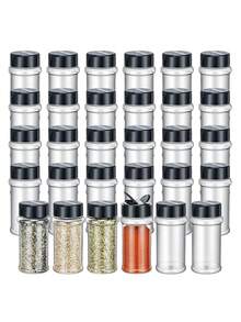 1-15件套调料罐套装，圆形调料罐，厨房烧烤调料瓶，调料架收纳盒，厨房工具，厨房配件，带倾倒/筛分盖，适用于厨房收纳、户外露营、野餐、烧烤