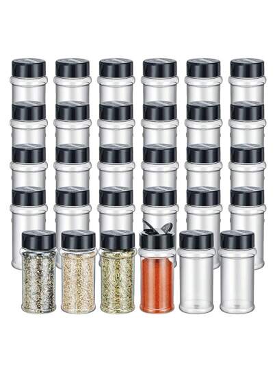 1-15 piezas Juego de frascos de especias, Latas de especias redondas, Botellas de especias para barbacoa de cocina, Caja de almacenamiento de estantería de especias, Utensilios de cocina, Accesorios de cocina, Tapas para verter/tamizar, Adecuado para almacenamiento en la cocina, Camping al aire libre, Picnic, Barbacoa