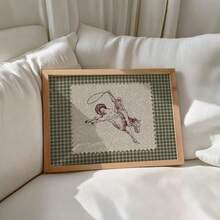 1pc Vintage Striped Rodeo Wall Art Picture Western Cowboy Prints Canvas Paintings Giddy Up Horse Posters Rustic Mid Century Modern Decor For Bedroom, Living Room, Or Apartment ,Dorm Room Decor Gift For Her Unframed