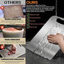 New Titanium Cutting Board, Pure Titanium Cutting Boards For Kitchen, Non-Slip Chopping Board, Dishwasher Friendly, Easy To Clean, Durable & Hygienic For Meat, Vegetables, Fruits - Silver - View 3