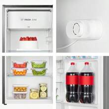 Hisense RR33D6AGX1 Frigobar3.3 pies cubicos Termostato ajustable Congelador independiente Estantes para botellas de 2 litros 48x45x84cm AnchoxLargoxAlto Gris