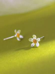1 paire de boucles d'oreilles à fleurs douces de style quotidien, de plage, de marguerite pour femmes