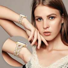 Metal Strap Compatible With Apple Watch Straps 38mm 40mm 41mm 42mm 44mm 45mm 49mm Women/Men,Stylish V Rhinestone Encrusted Wristband Replacement Band Compatible With IWatch Ultra SE Series 9 8 7 Se 6 5 4 3 2 1,Smartwatch Accessories,As A Gift For Friends And Family