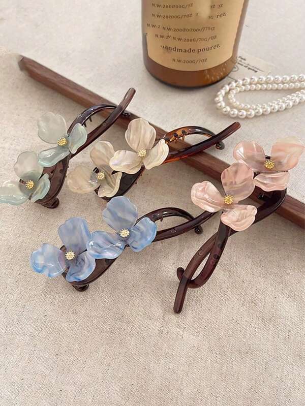 1 peça de presilha de cabelo retrô com torção de flor para mulheres com uma sensação de luxo, coque reto na parte de trás da cabeça, faixa de cabelo para férias de verão, presilhas de cabelo, presilhas de cabelo, presilhas para cabelo, presilhas para cabelo, presilhas para cabelo