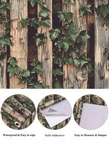 1 卷 1m/3m/5m 复古木桩、枯树、绿叶、常春藤复古做旧风格，适用于家庭装修、房间装饰、橱柜翻新、浴室装饰、乙烯基壁画、DIY、防水、防污、铝箔壁纸、无半透明背景、隐藏、灵活、易于清洁、自粘墙纸、壁画、墙贴墙贴墙饰厨房卧室客厅装饰 - 彩色 - 查看 11