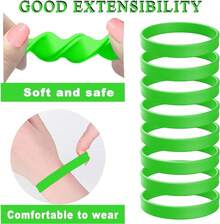 Rubber Bracelets Solid Color Silicone Wristbands Blank Stretch Silicone Wristbands Colorful Rubber Bracelets Women Men Gifts - 綠色 - 查看 9