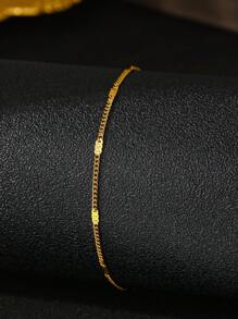1pc Minimalist & Elegant Polished Stainless Steel Anklet, Fashion Foot Jewelry, Gift For Travel & Beach