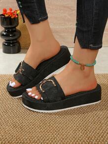 2025 New Thick Sole Wedge Slippers, Women Summer Home Sandals Suitable For Outdoor Wear, Beach & Fashion