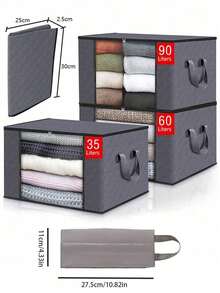 大容量收纳袋，可折叠衣物收纳盒，加固提手收纳盒，适用于收纳衣物、毯子、床上用品、枕头和玩具（灰色） - 大容量带提手收纳袋 - 卧室和衣橱整理收纳盒，多功能收纳盒，带提手的卧室衣橱衣物整理收纳盒，学习用品收纳袋 - 彩色 - 查看 6