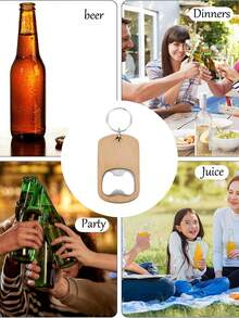 定制文字木质和不锈钢啤酒开瓶器，多功能便携式钥匙扣开瓶器，可打印文字/电话号码，适合作为促销礼品，送给同事、家人、派对的小礼物