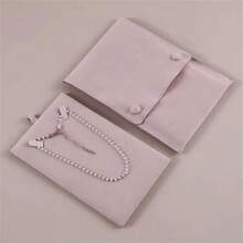 Bolsa organizadora con tarjeta para pulsera, collar de perlas, almacenamiento de alta gama, bolsa de regalos de boda, bolsa de joyería de moda - 1 pieza rosa - Ver 8