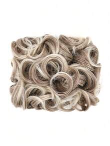 大号玫瑰花蕾发髻发片卷曲盘梳夹式马尾凌乱发髻接发发圈高髻合成易拉伸发髻发片适合女士婚礼派对 - 彩色 - 查看 21