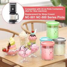 4 paquetes de contenedores de 24 onzas compatibles con las series NC299AMZ y NC300s de máquinas de helados Creami, tazas de repuesto extra para los recipientes Creamy, herméticos, antideslizantes y aptos para lavavajillas (tazas reutilizables para helados)
