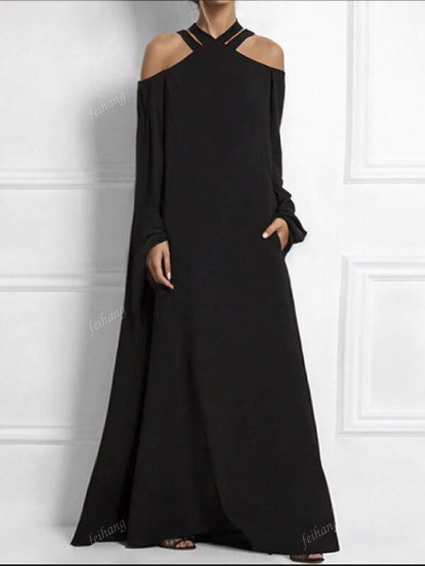 Dames slim fit effen gebreide jurk, casual, dagelijks gebruik, lente/herfst