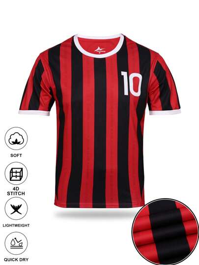 SURUIDA 1pc AC Milan Football Jersey, Professional Sports Soccer Shirt, Comfortable For Match, Casual, Team Sports, Short Sleeve Top