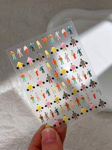 1 pieza Pegatinas de uñas con personajes de dibujos animados lindos y personalizados en varias acciones, calcomanías de uñas autoadhesivas coloridas y lindas para decoración de uñas, apropiadas para uso personal DIY y en salón de manicura