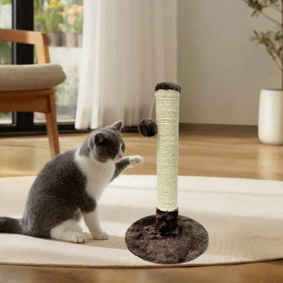 Stâlp de zgâriat pentru pisici, cadru de cățărat din sisal pentru pisici, placă verticală de zgâriat pentru pisici, stâlp de zgâriat pentru gheare, jucării pentru pisici adulte, cadru vertical de cățărat pentru pisici, placă de zgâriat pentru pisici, provizii pentru animale de companie, jucărie mică de auto-divertisment pentru pisici - Maro - Vizualizare 1