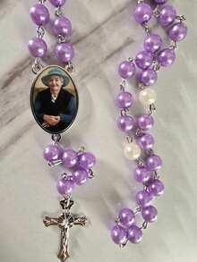 1pc Personalized Photo Rosary Beads Necklace, Catholic Rosary Bead Necklace With Custom Photo, Memorial Rosary Bead Christian Cross Necklace,Jewelry & Watches,Season Picks,Custom Name Stainless Steel Necklace, Personalized Nameplate - Multicolor - View 8