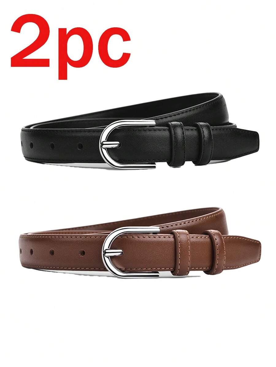 2/1条 2025新款皮带女休闲百搭高端感搭配裤牛仔裤腰带银扣口袋秋季秋季万圣节 - 多色 - 查看 1