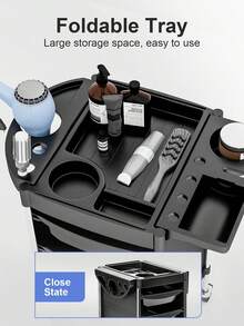 Professional Barber Trolley With 4 Drawers | Mobile Beauty Storage Cart For Salon & Spa Use - Black - View 5