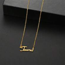 1 pieza Collar con colgante de los 12 signos del zodiaco en inglés, de acero inoxidable, accesorio de joyería con capas sencillo y personalizado para mujeres