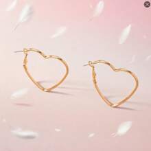 1 paire de boucles d'oreilles créoles géométriques en forme de cœur, convenant pour le port quotidien des femmes