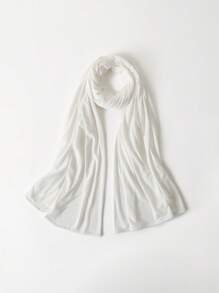 1 pièce Hijab de couleur unie avec ensemble de couvre-chef assorti pour femmes, style simple, mode et polyvalent, foulard de protection solaire avec doublure