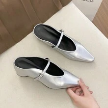 New Spring And Summer Low Shoes With Pointed Toe And Flat Mouth - Silver - View 3