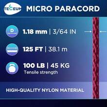 TECEUM Micro Paracord – 118 Mm X 125 Ft – Micro Utility Cord – Thin Braided Paracord Rope – Best Crafting, Projects, Fishing, Camping – Wind Chime – Survival Strong String - 紫紅色 - 查看 7