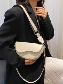 Sac bandoulière mini de couleur unie à design minimaliste, convient à l'usage quotidien des femmes, aux sorties, aux cadeaux. Avec une sangle réglable